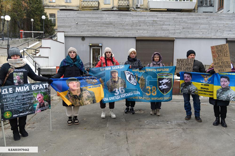 Rally outside Red Cross headquarters in Kyiv