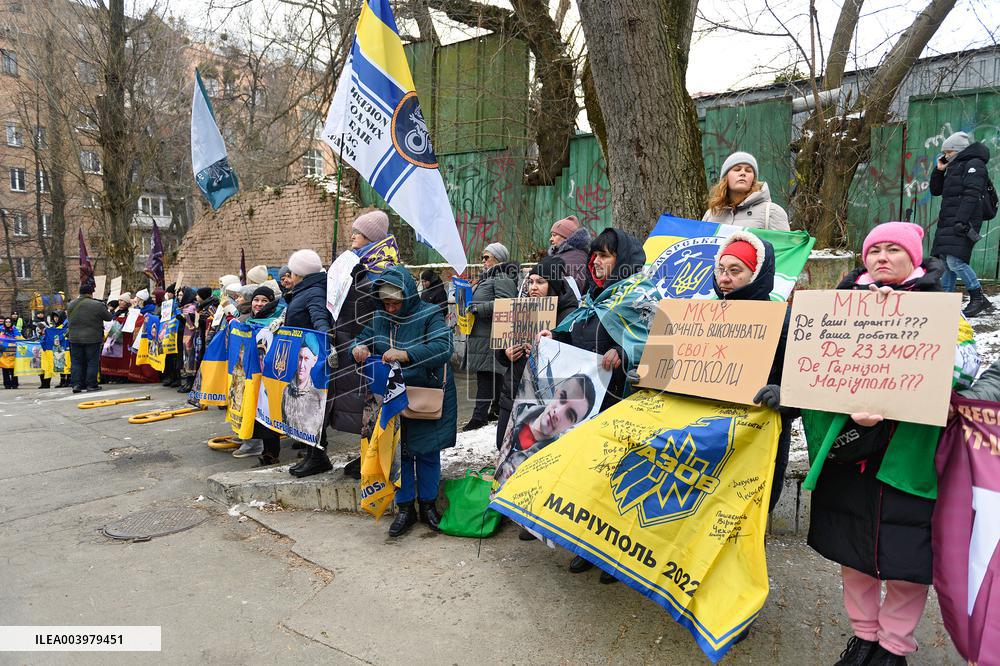 Rally outside Red Cross headquarters in Kyiv