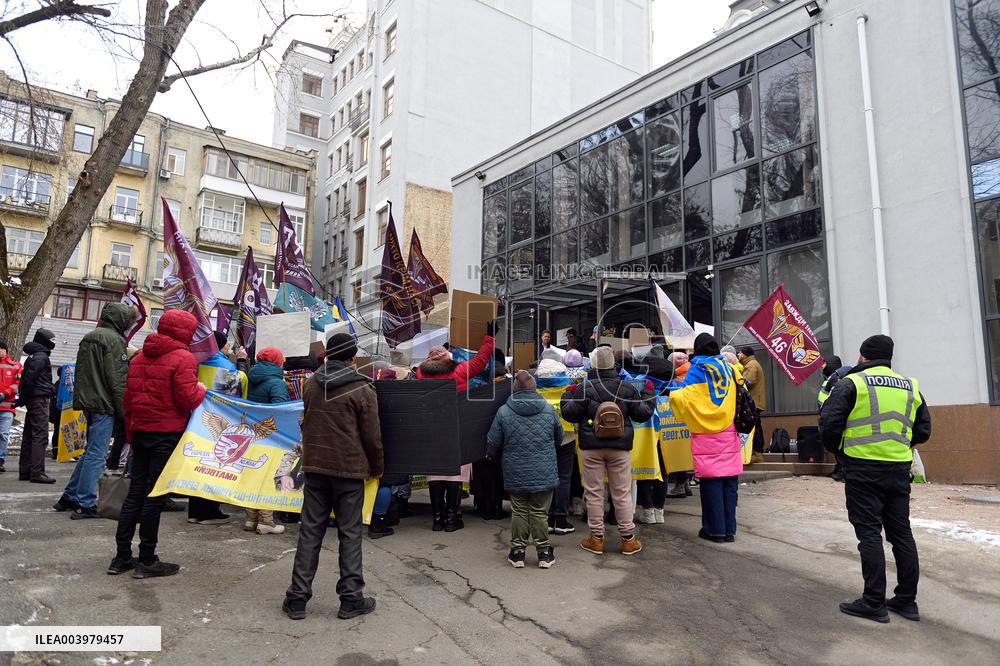 Rally outside Red Cross headquarters in Kyiv
