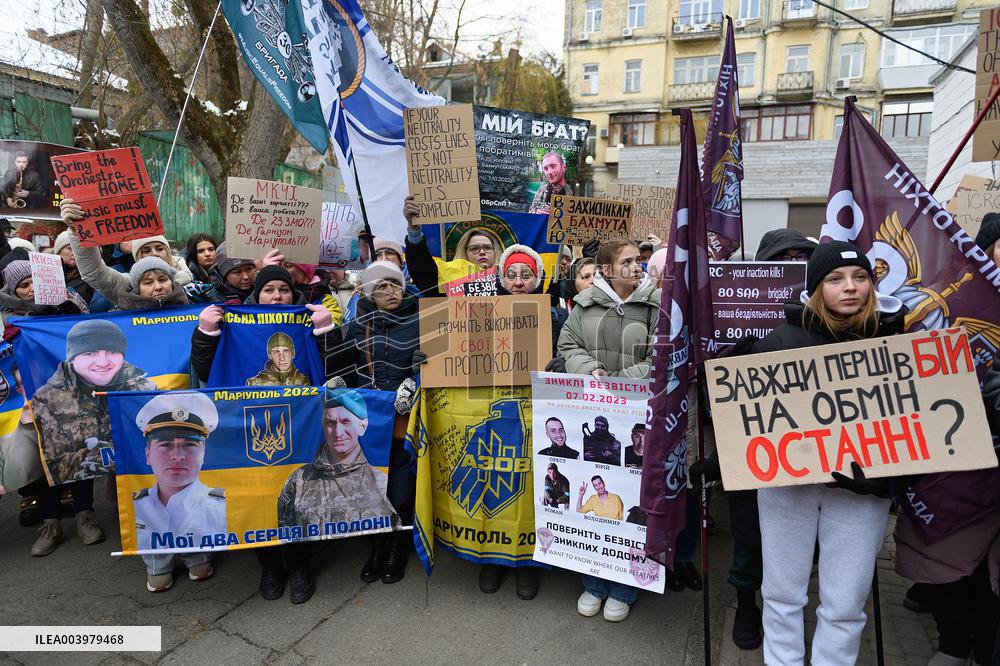 Rally outside Red Cross headquarters in Kyiv