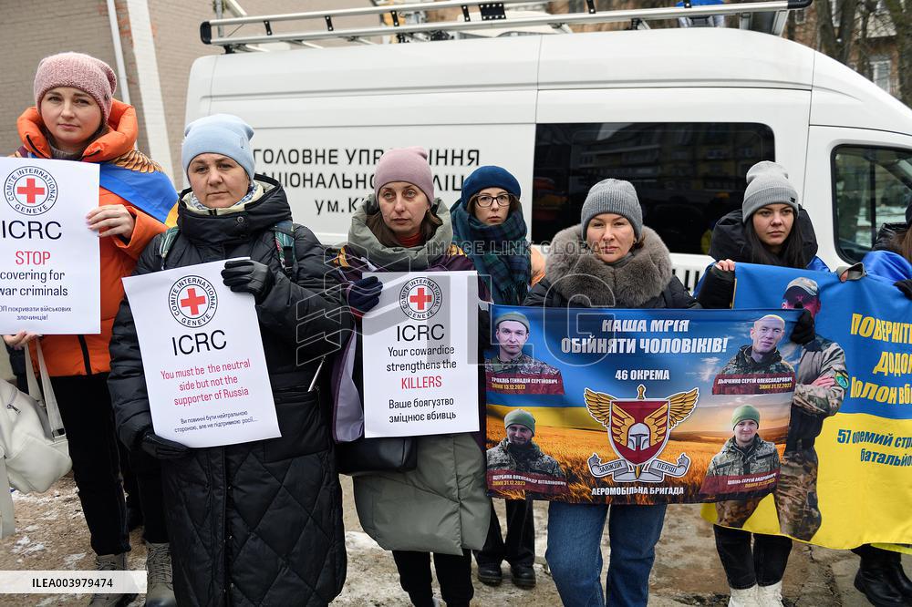 Rally outside Red Cross headquarters in Kyiv