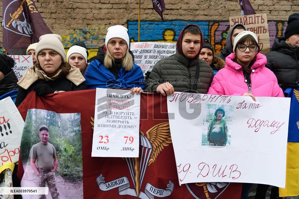 Rally outside Red Cross headquarters in Kyiv