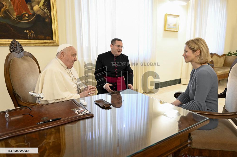 Pope Francis During Private Audience With Kaja Kallas - Vatican