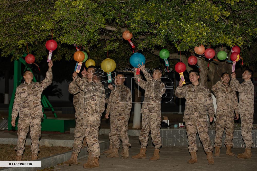 Armed Police Officers Celebrate The Lantern Festival