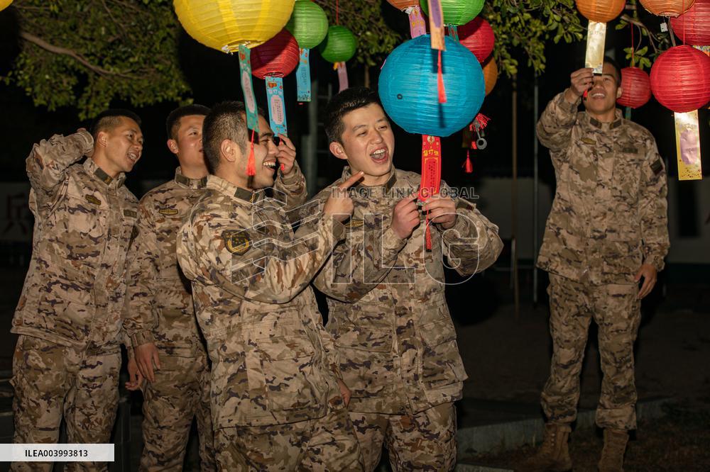 Armed Police Officers Celebrate The Lantern Festival