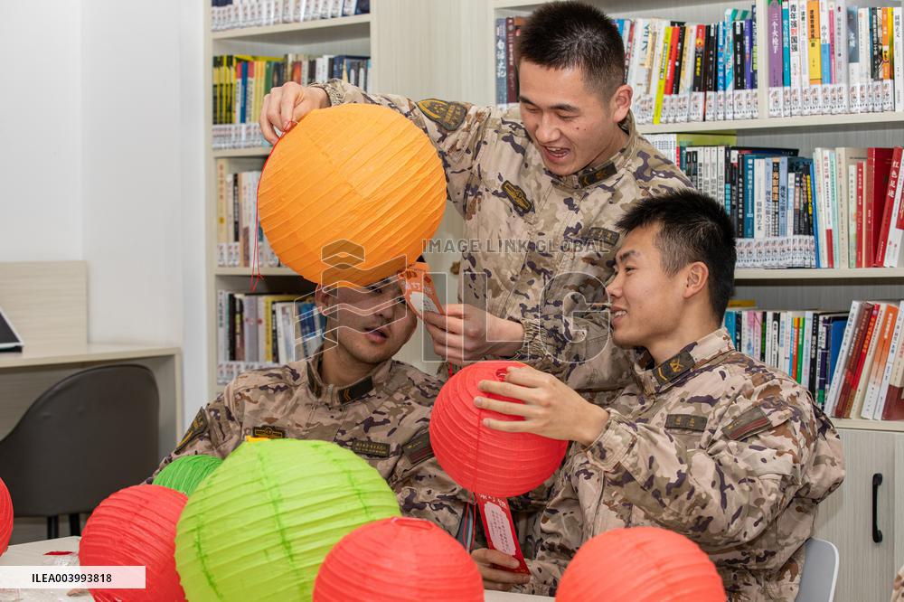 Armed Police Officers Celebrate The Lantern Festival