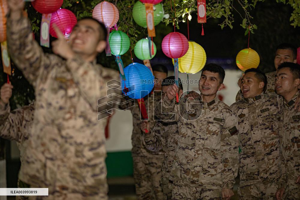 Armed Police Officers Celebrate The Lantern Festival