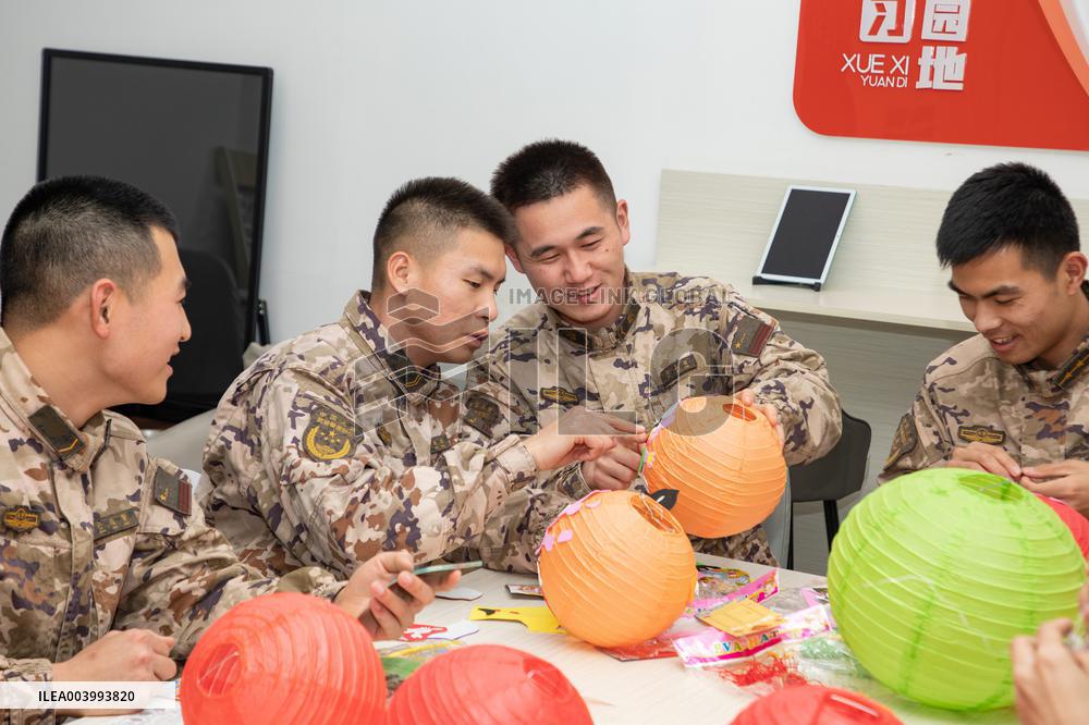 Armed Police Officers Celebrate The Lantern Festival