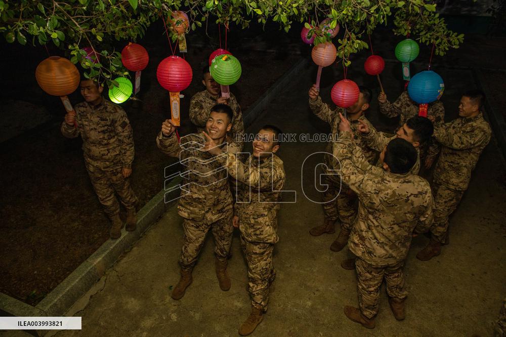 Armed Police Officers Celebrate The Lantern Festival