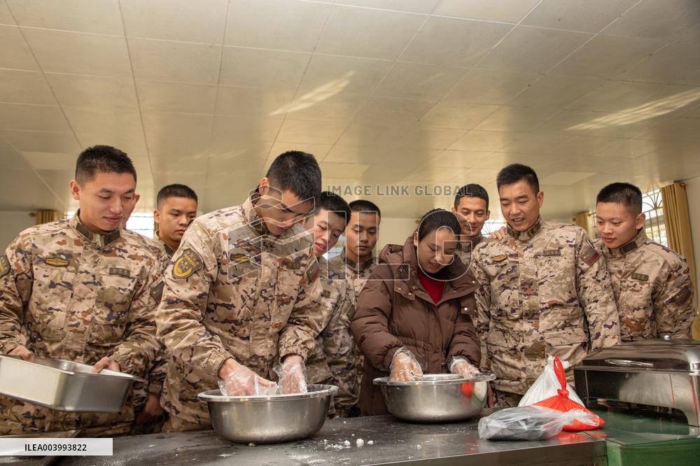 Armed Police Officers Celebrate The Lantern Festival