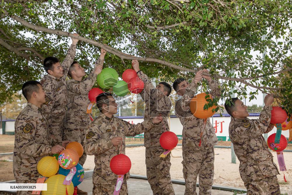 Armed Police Officers Celebrate The Lantern Festival