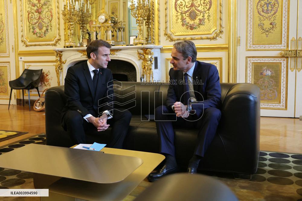 President Macron Meets Prime Minister Mitsotakis - Paris