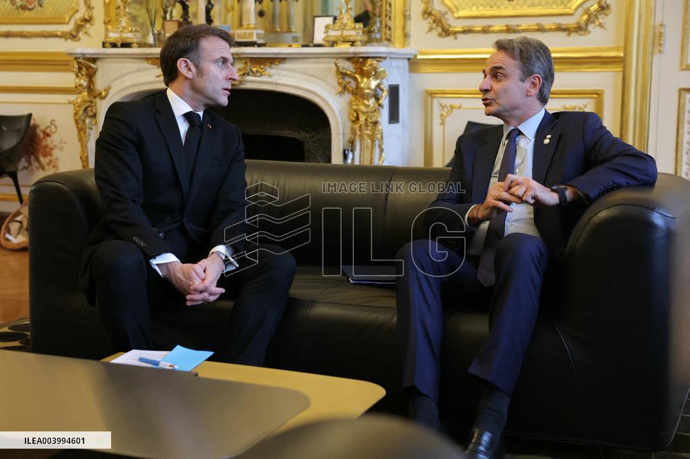 President Macron Meets Prime Minister Mitsotakis - Paris