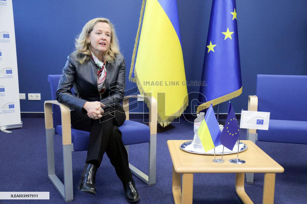 News conference of EIB President Nadia Calvino in Kyiv