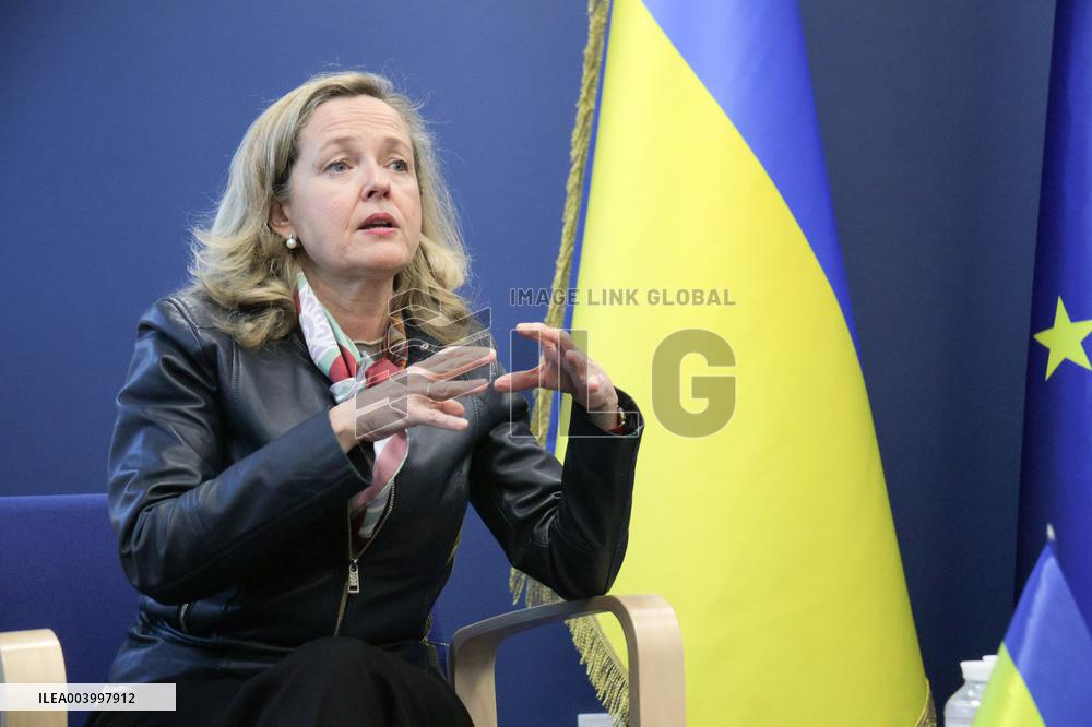 News conference of EIB President Nadia Calvino in Kyiv