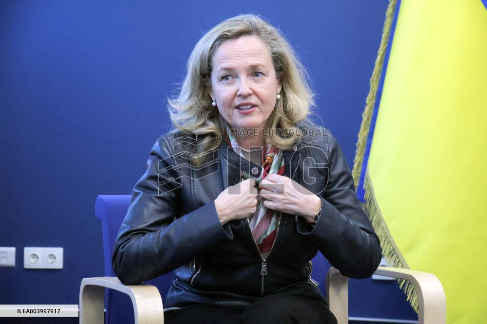 News conference of EIB President Nadia Calvino in Kyiv