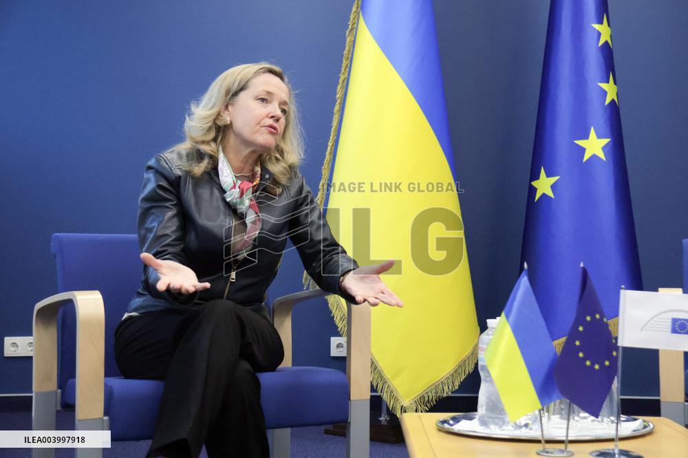 News conference of EIB President Nadia Calvino in Kyiv