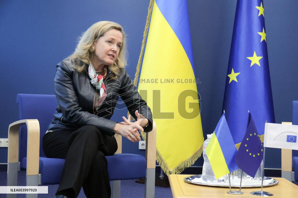 News conference of EIB President Nadia Calvino in Kyiv