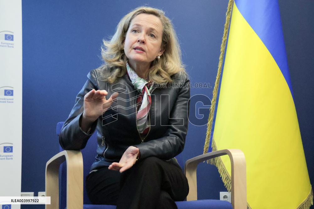 News conference of EIB President Nadia Calvino in Kyiv