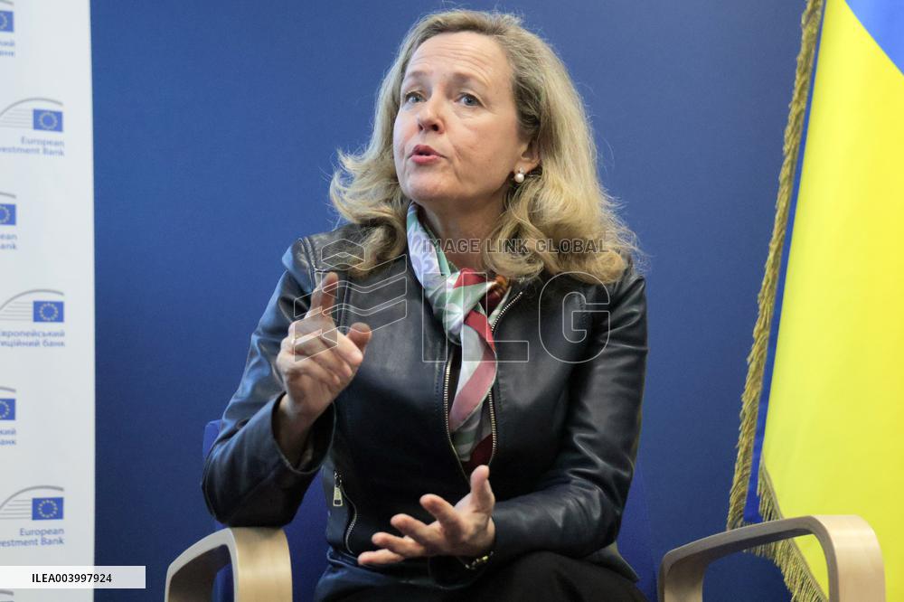 News conference of EIB President Nadia Calvino in Kyiv