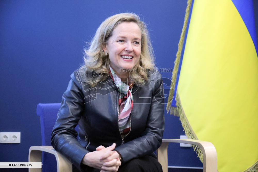 News conference of EIB President Nadia Calvino in Kyiv