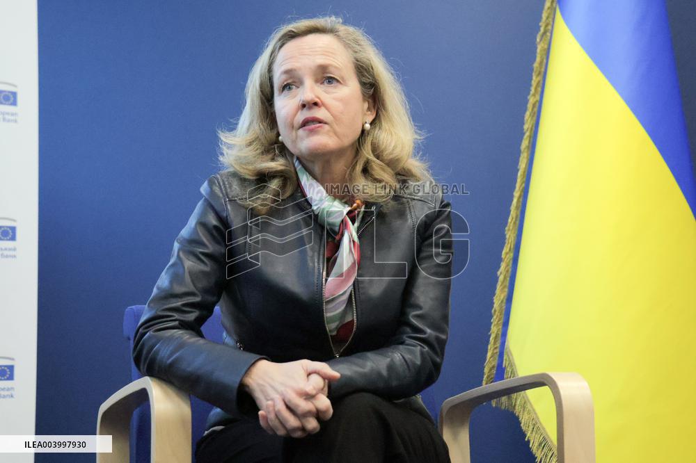 News conference of EIB President Nadia Calvino in Kyiv