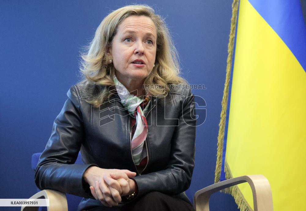 News conference of EIB President Nadia Calvino in Kyiv