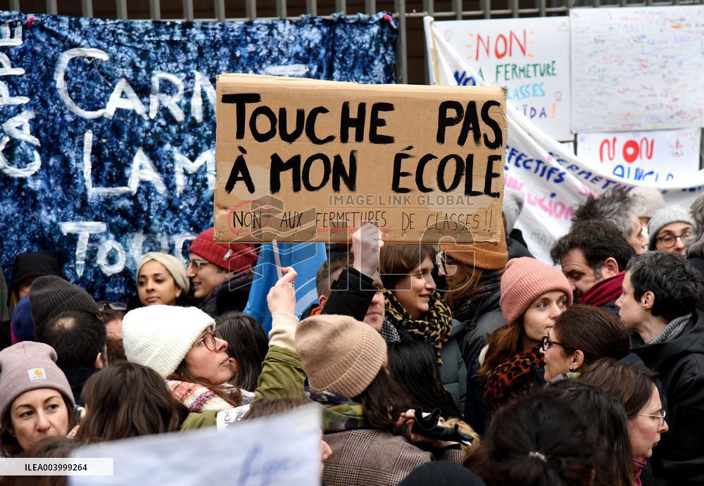 Education Unions Rally Against Job-Cuts And Class Closure - Paris