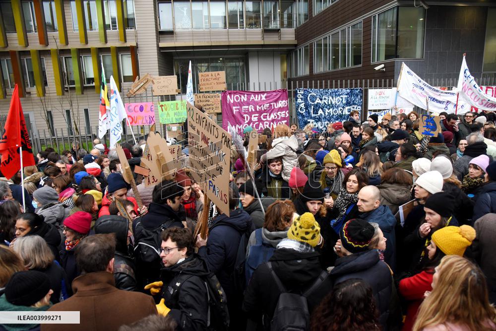 Education Unions Rally Against Job-Cuts And Class Closure - Paris