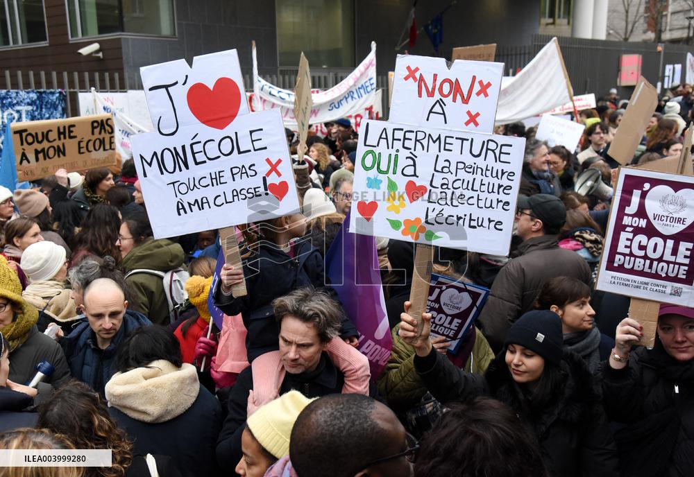 Education Unions Rally Against Job-Cuts And Class Closure - Paris