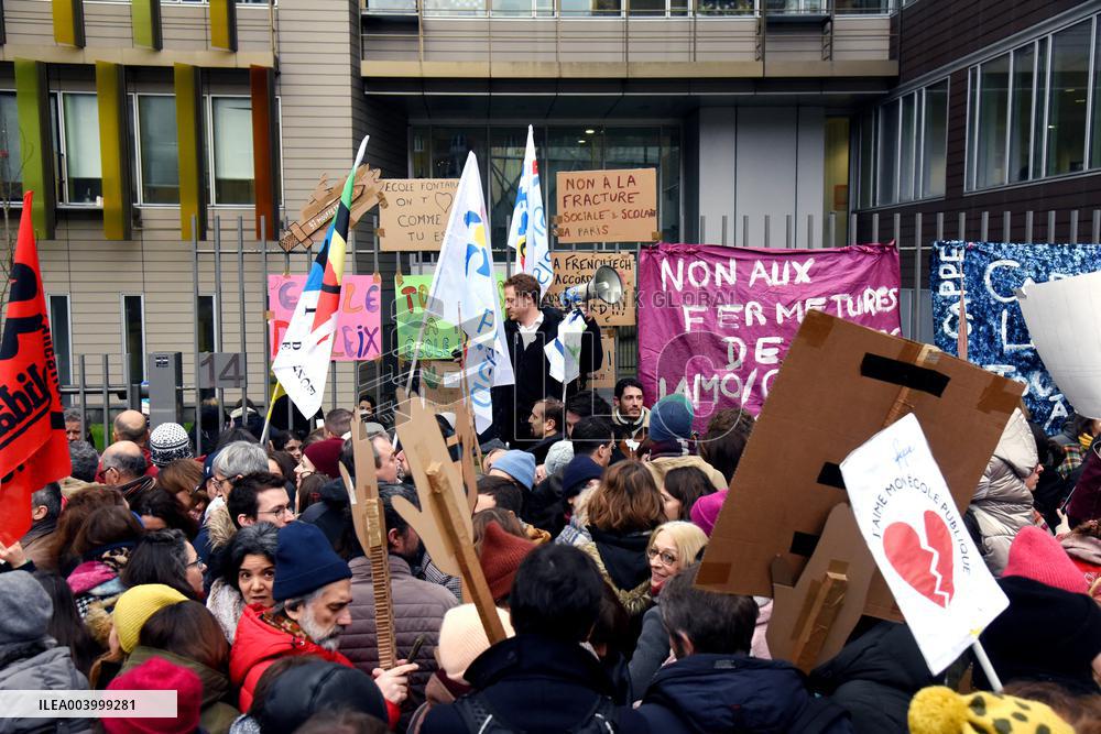 Education Unions Rally Against Job-Cuts And Class Closure - Paris