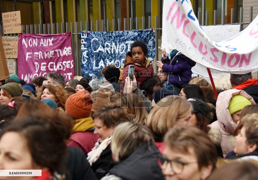 Education Unions Rally Against Job-Cuts And Class Closure - Paris