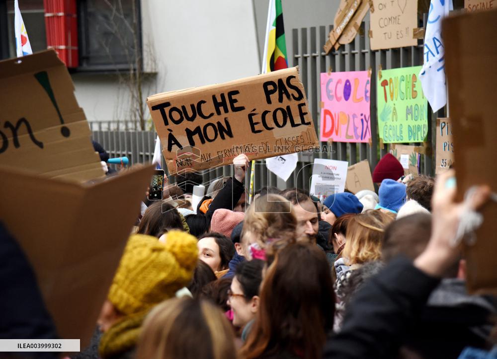 Education Unions Rally Against Job-Cuts And Class Closure - Paris