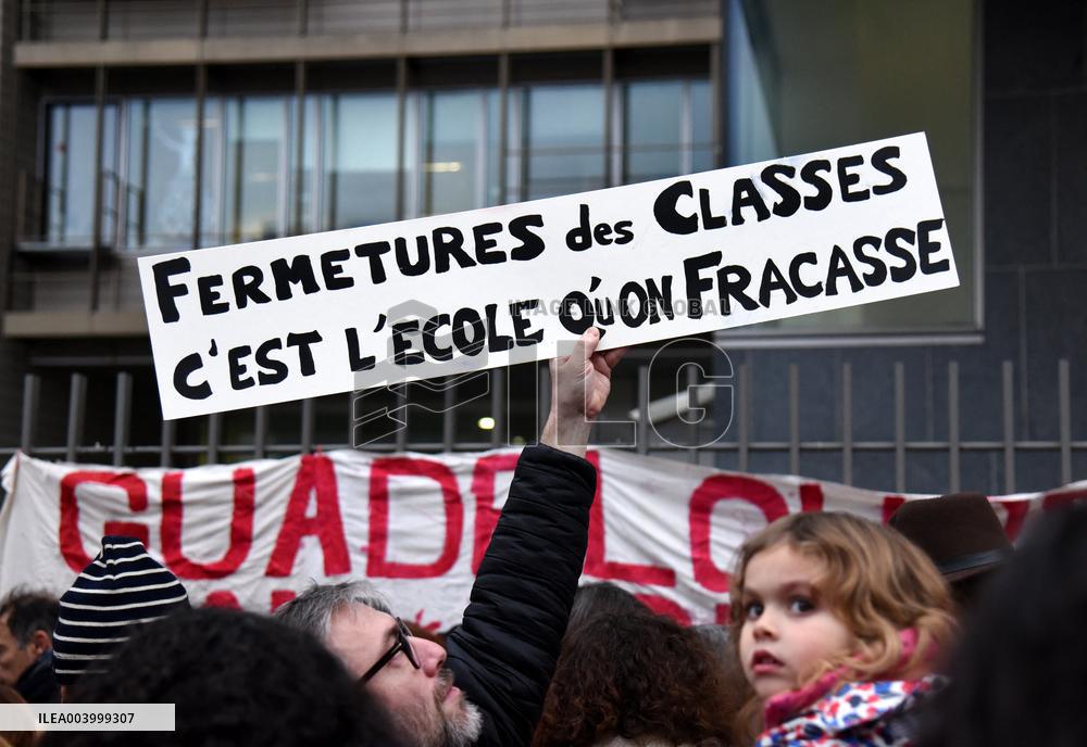 Education Unions Rally Against Job-Cuts And Class Closure - Paris