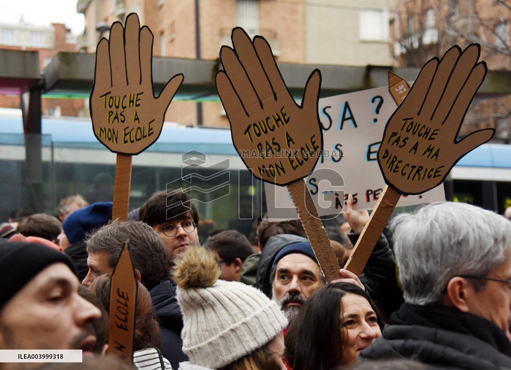 Education Unions Rally Against Job-Cuts And Class Closure - Paris