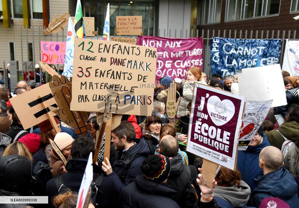 Education Unions Rally Against Job-Cuts And Class Closure - Paris