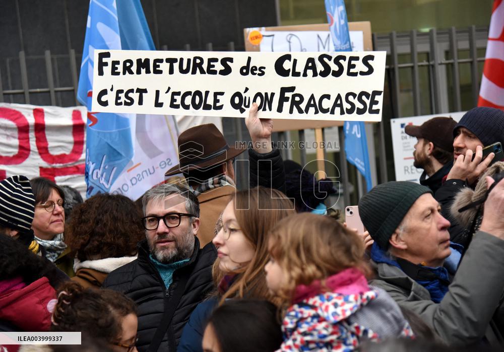 Education Unions Rally Against Job-Cuts And Class Closure - Paris