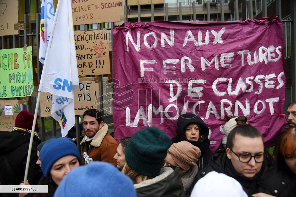 Education Unions Rally Against Job-Cuts And Class Closure - Paris