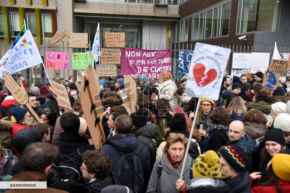 Education Unions Rally Against Job-Cuts And Class Closure - Paris
