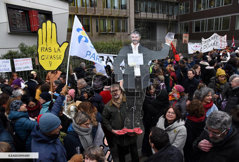 Education Unions Rally Against Job-Cuts And Class Closure - Paris