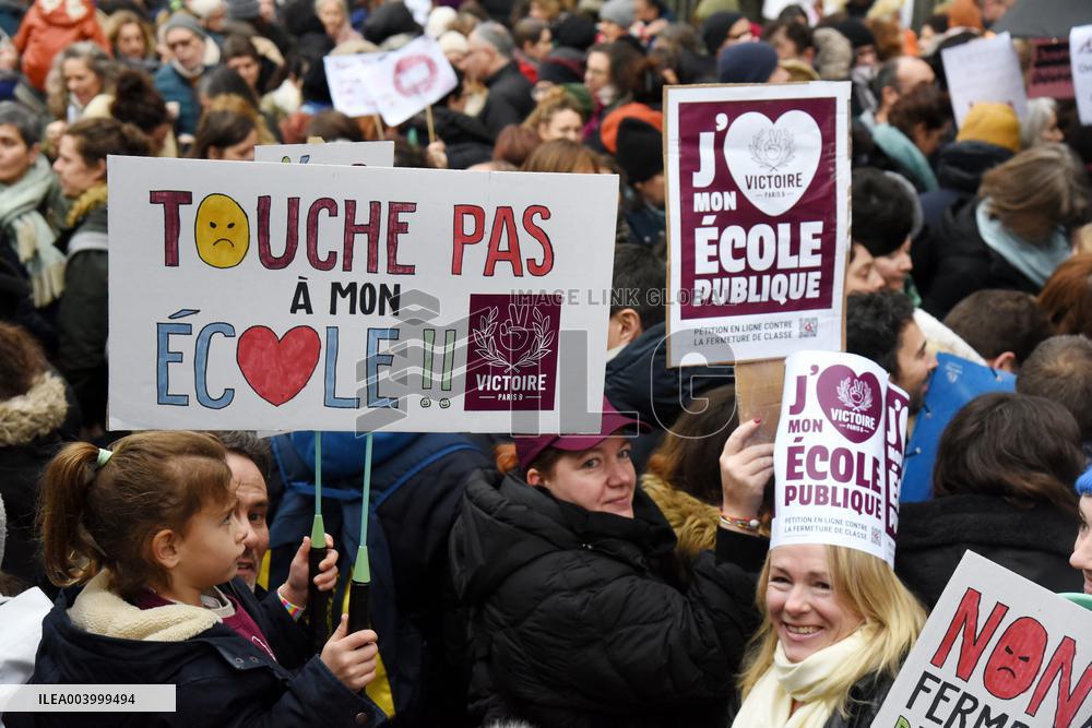 Education Unions Rally Against Job-Cuts And Class Closure - Paris