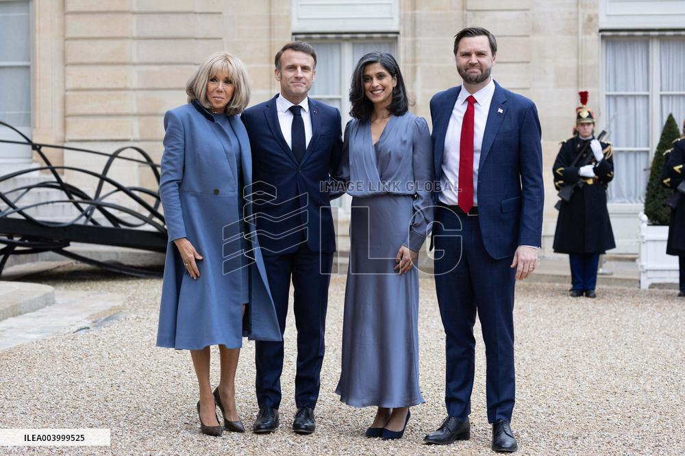 Emmanuel Macron welcomes US Vice-President J.D. Vance prior a working lunch - Paris RL