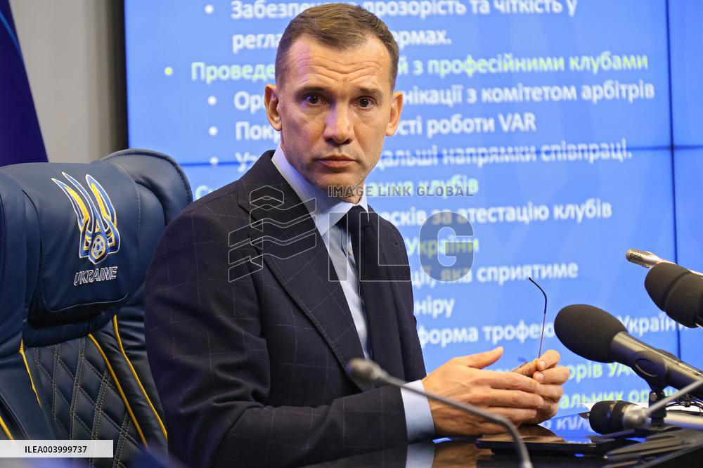 Press conference of Ukrainian Association of Football President Andriy Shevchenko in Kyiv