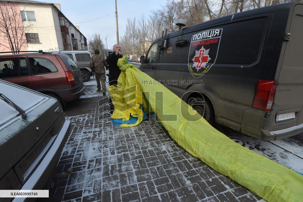 50-metre Ukrainian flag evacuated from front-line Pokrovsk