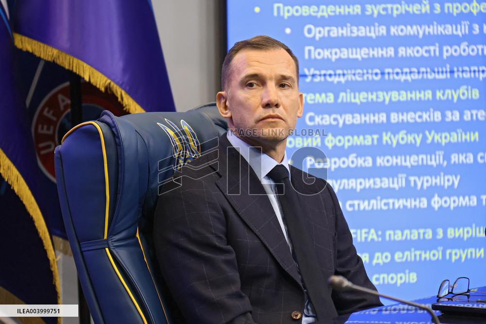 Press conference of Ukrainian Association of Football President Andriy Shevchenko in Kyiv