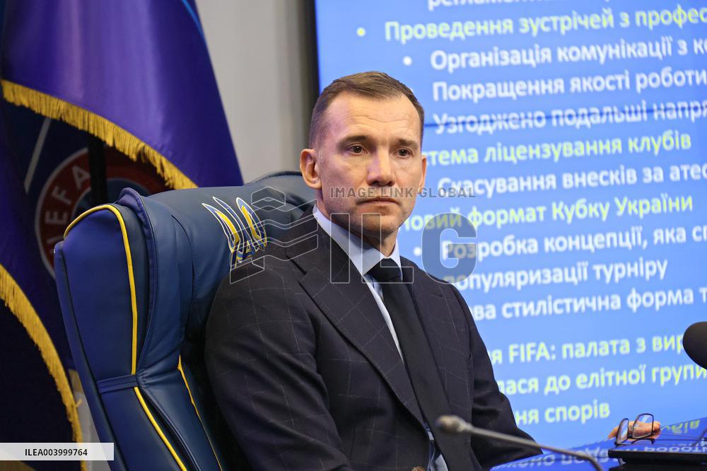 Press conference of Ukrainian Association of Football President Andriy Shevchenko in Kyiv