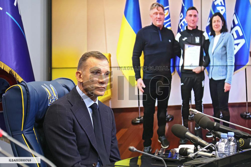 Press conference of Ukrainian Association of Football President Andriy Shevchenko in Kyiv