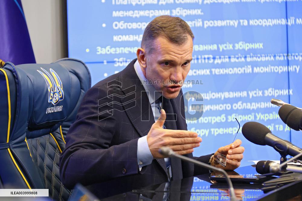 Press conference of Ukrainian Association of Football President Andriy Shevchenko in Kyiv