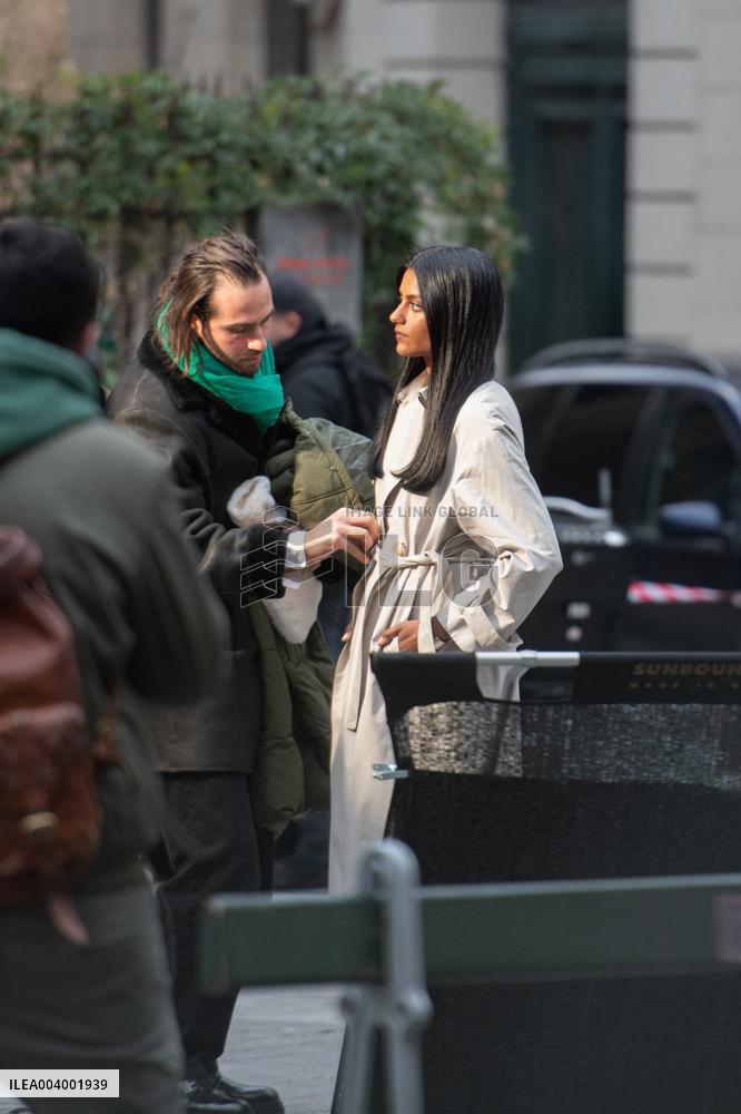 Carlos Sainz Jr. And Simone Ashley At L'Oreal Filming - Paris