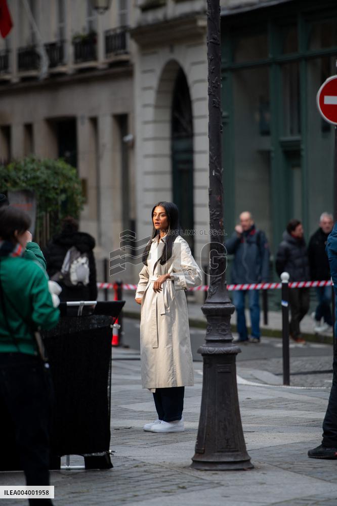 Carlos Sainz Jr. And Simone Ashley At L'Oreal Filming - Paris